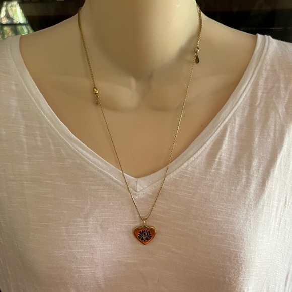 Alex and Ani Lotus Peace Petals Heart Goldtone Adjustable Slide Necklace - Picture 15 of 16